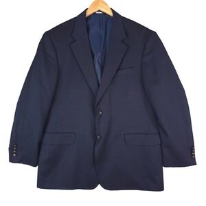Stafford Executive Blazer Mens 44R Navy Blue Wool Sport Coat